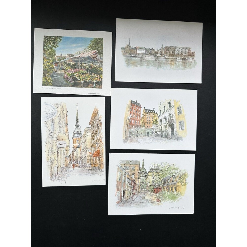 Vintage Postcards Art Prints Set Of 5